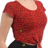 Кроп-топ LA  "Bachata/red leopard" с узелком, короткий рукав