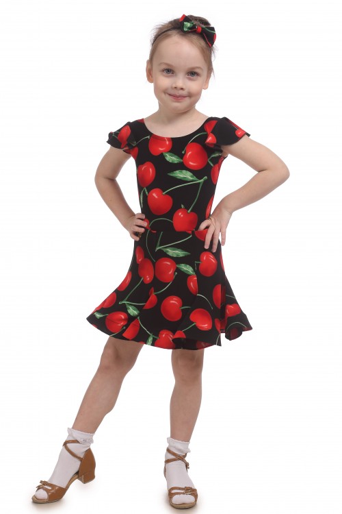 Юбка для танцев kid "Cherry-Skirt”на трусиках, годе с шестью клиньями и регилином по краю
