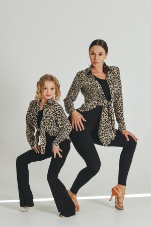 Рубашка-платье для танцев "CRAZY/cheetah " kid с закругленными боковыми разрезами   