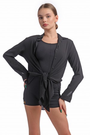Рубашка-платье "CRAZY/black" для танцев с закругленными боковыми разрезами
